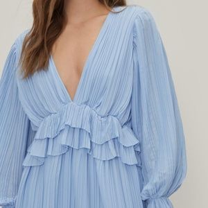 Ruffle pleated maxi dress
